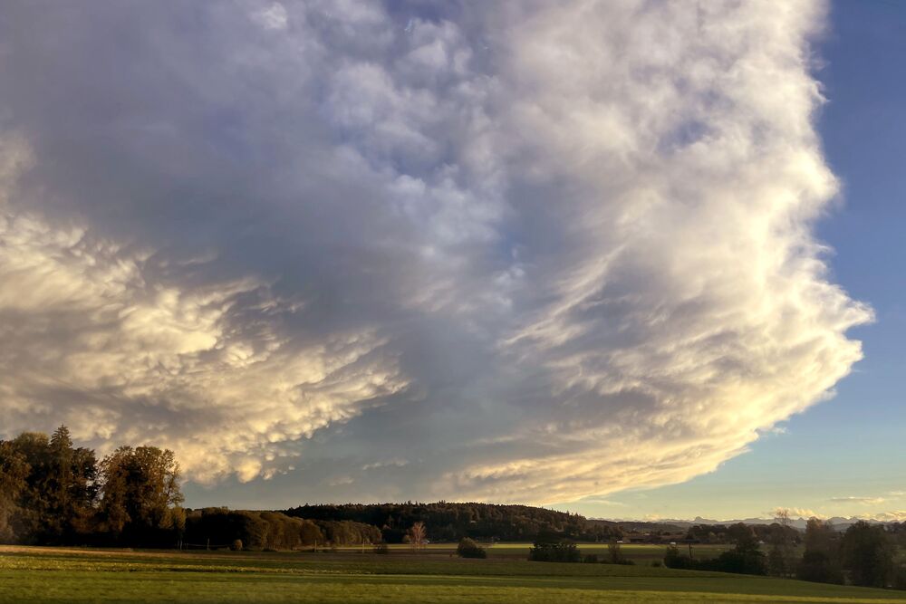 Das warme Wetter führte dazu, dass am 20. Oktober kräftige Quellwolken entstanden, wie diese Gewitterwolke, von Koppigen BE aus fotografiert. (Fotos: Andreas Walker)